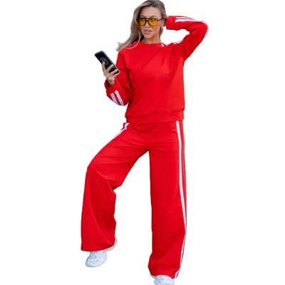 Striped Half-Zip Hoodie Set Damen