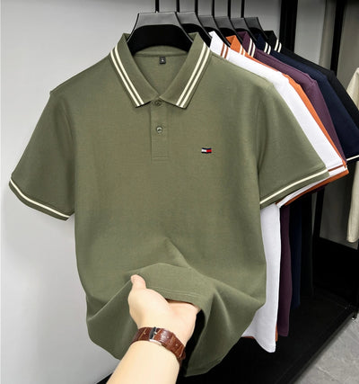 Herren Poloshirt Kurzarm - 100% Baumwolle mit Sticklogo