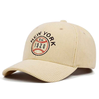 New York corduroy embroidered baseball caps for men and women outdoor sports and casual wear