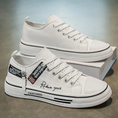 Weiß Front: Canvas-Sneaker Weiß  Atmungsaktiv & leicht  Vorderansicht

